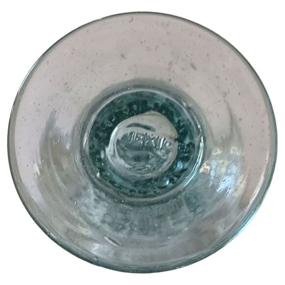 Hand Blown Art Glass Candlestick Holder Taper SINGLE ICY Blue Mexico Beachy Vtg. - Picture 4 of 13